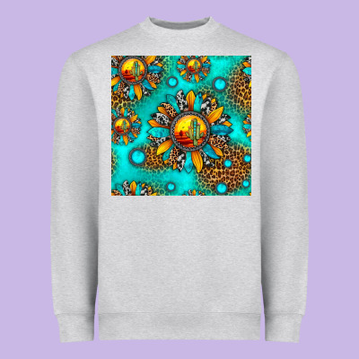 Western Sunset Sunflowers Seamless Pattern Heavyweight Sweatshirt Designed By Hra Design Shop