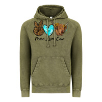 Vintage Olive peace love cow Vintage Hoodie - RanaPortraitStore