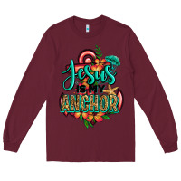 Burgundy jesus is my anchor Long Sleeve Tee - Jasminsmagicworld