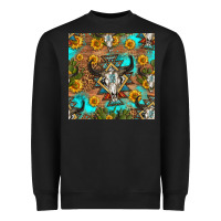 Black aztec bull skull seamless pattern Heavyweight Sweatshirt - HRA Design Shop