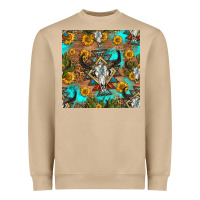 Mushroom aztec bull skull seamless pattern Heavyweight Sweatshirt - HRA Design Shop