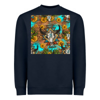 Navy aztec bull skull seamless pattern Heavyweight Sweatshirt - HRA Design Shop