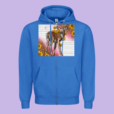 Western Cute Baby Deer Fawn Zipper Hoodie Designed By Lillyallendesigns