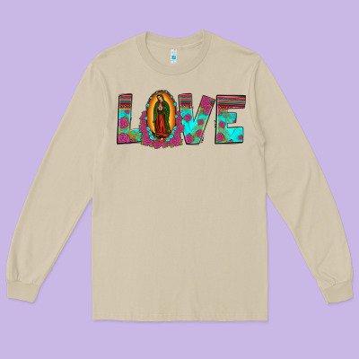 Love Our Lady Of Guadalupe Long Sleeve Tee Designed By Jahusdesignshop