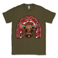 Army Green valentines highland cow rainbow Classic Tee - JahusDesignShop