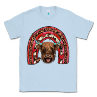 Dusty Blue valentines highland cow rainbow Classic Tee - JahusDesignShop
