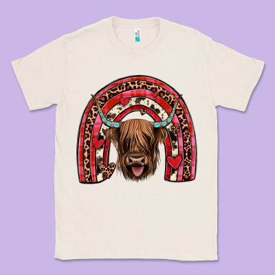 Valentines Highland Cow Rainbow Classic Tee Designed By Jahusdesignshop