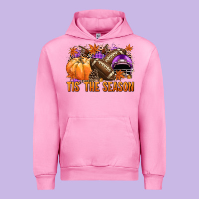 Tis' The Season Football Purple Helmet Urban Hoodie Designed By Nancycooperartshop