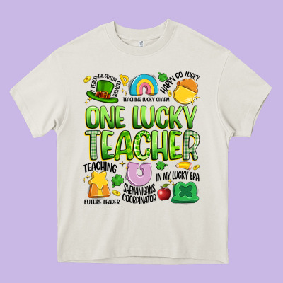 One Lucky Teacher Lucky Charm Heavy Core Tee Designed By Artiststas