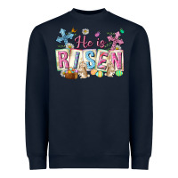 Navy he is risen easter with flowers Heavyweight Sweatshirt - Neo Western