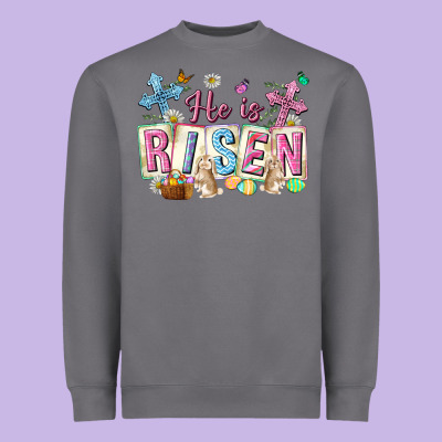 He Is Risen Easter With Flowers Heavyweight Sweatshirt Designed By Neo Western