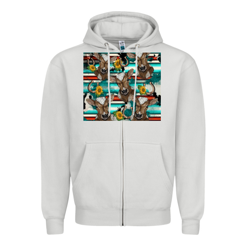 Western Horseshoe Sunflower Brown Cow Zipper Hoodie by BarkalooDesign | Teevron