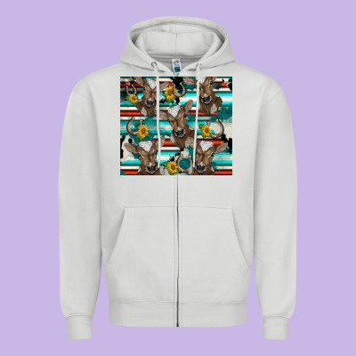 Western Horseshoe Sunflower Brown Cow Zipper Hoodie Designed By Barkaloodesign