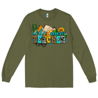 Army Green wife mom teacher with sunflowers Long Sleeve Tee - AdoDesignShop