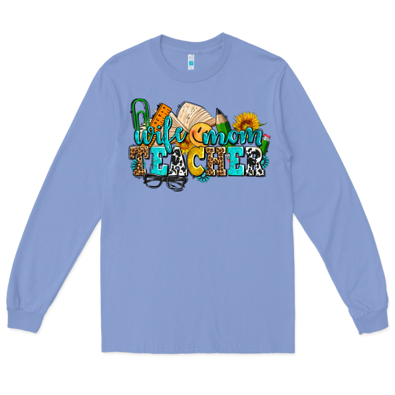 Wife Mom Teacher With Sunflowers Long Sleeve Tee by AdoDesignShop | Teevron