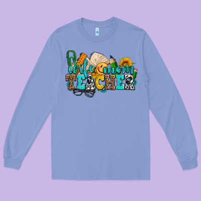 Wife Mom Teacher With Sunflowers Long Sleeve Tee Designed By Adodesignshop