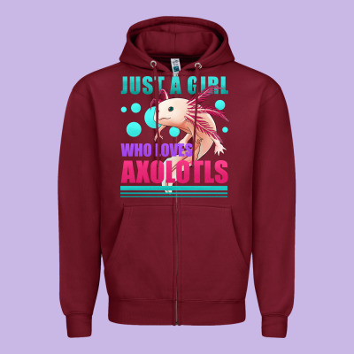 Just A Girl Who Loves Axolotls Zipper Hoodie Designed By Jasminsmagicworld