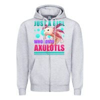 Heather Grey just a girl who loves axolotls Zipper Hoodie - Jasminsmagicworld