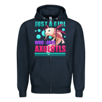 Navy just a girl who loves axolotls Zipper Hoodie - Jasminsmagicworld