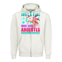 Oatmeal Heather just a girl who loves axolotls Zipper Hoodie - Jasminsmagicworld