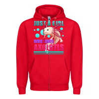 Red just a girl who loves axolotls Zipper Hoodie - Jasminsmagicworld