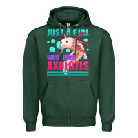 Sports Green just a girl who loves axolotls Zipper Hoodie - Jasminsmagicworld