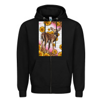 Black Western Cute Baby Deer Fawn Zipper Hoodie - LillyAllenDesigns