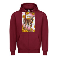 Burgundy Western Cute Baby Deer Fawn Zipper Hoodie - LillyAllenDesigns