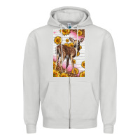 Dove Grey Western Cute Baby Deer Fawn Zipper Hoodie - LillyAllenDesigns