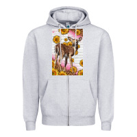 Heather Grey Western Cute Baby Deer Fawn Zipper Hoodie - LillyAllenDesigns