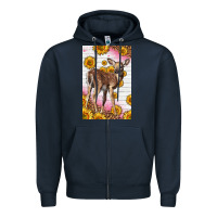 Navy Western Cute Baby Deer Fawn Zipper Hoodie - LillyAllenDesigns