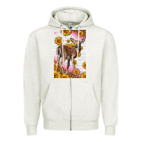 Oatmeal Heather Western Cute Baby Deer Fawn Zipper Hoodie - LillyAllenDesigns