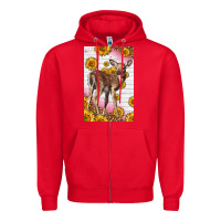 Red Western Cute Baby Deer Fawn Zipper Hoodie - LillyAllenDesigns