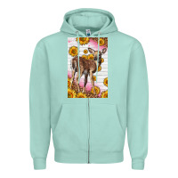 Seafoam Western Cute Baby Deer Fawn Zipper Hoodie - LillyAllenDesigns