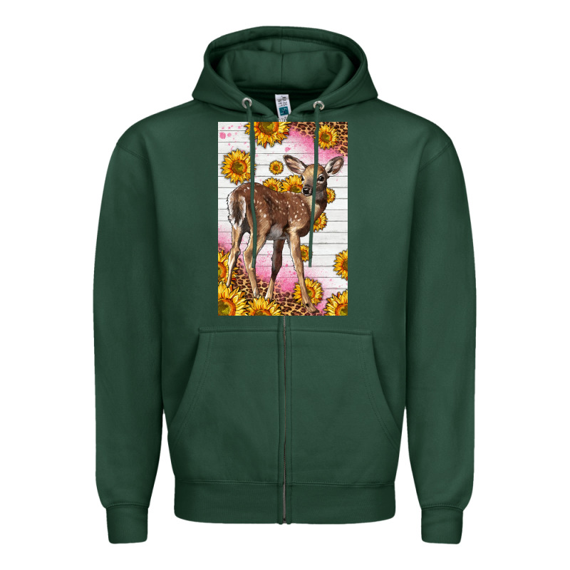 Western Cute Baby Deer Fawn Zipper Hoodie by LillyAllenDesigns | Teevron