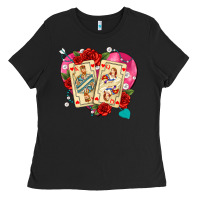 Black playing cards roses and pearls Ladies Tee - AdoDesignShop