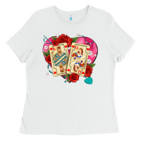 White playing cards roses and pearls Ladies Tee - AdoDesignShop