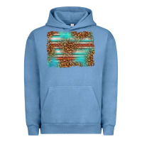Pigment Pebble Blue Serape and Leopard Background Urban Hoodie - texasbilliewilder