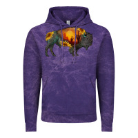 Cloud Purple sunflower bison Vintage Hoodie - RanaPortraitStore
