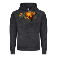 Vintage Black sunflower bison Vintage Hoodie - RanaPortraitStore