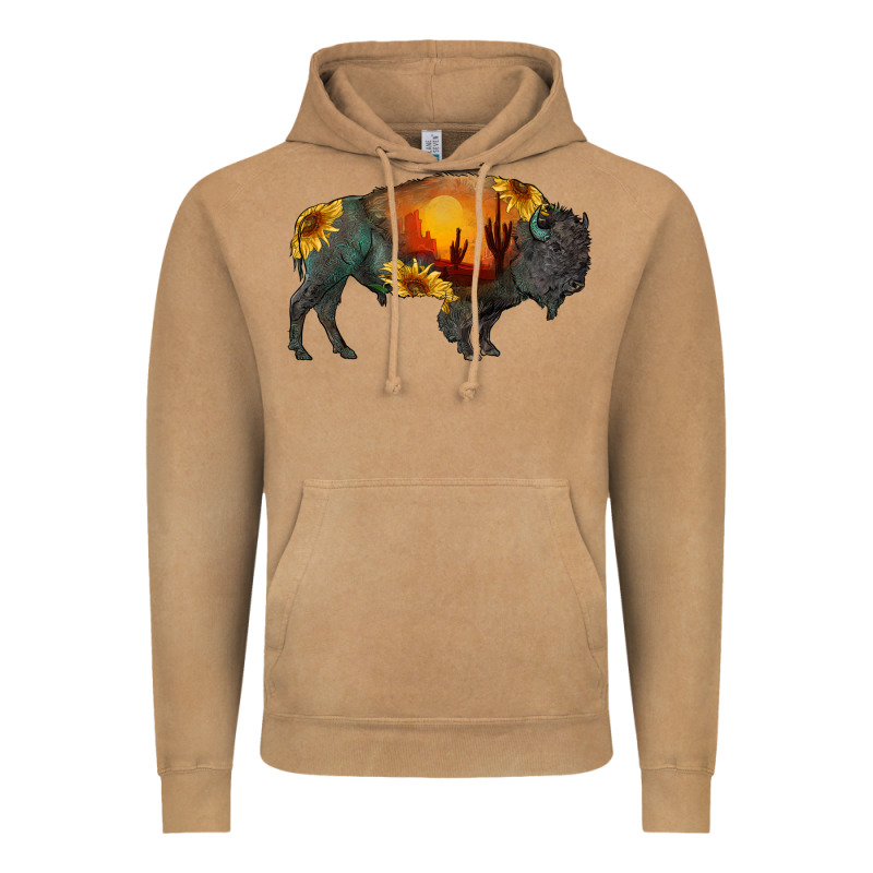 Sunflower Bison Vintage Hoodie by RanaPortraitStore | Teevron