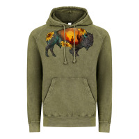 Vintage Olive sunflower bison Vintage Hoodie - RanaPortraitStore