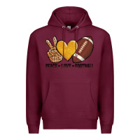 Burgundy peace love football revize Premium Hoodie - AdoDesignShop