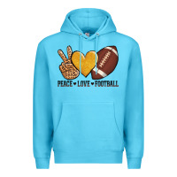 Ocean Blue peace love football revize Premium Hoodie - AdoDesignShop