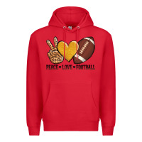 Red peace love football revize Premium Hoodie - AdoDesignShop