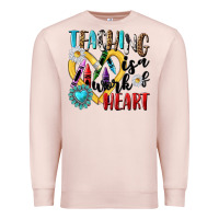 Pale Pink teaching is a work of heart Premium Sweatshirt - NancyCooperArtShop