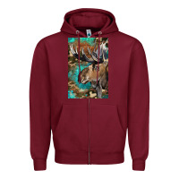 Burgundy Western Camo Moose Zipper Hoodie - LillyAllenDesigns