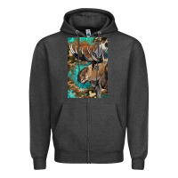 Charcoal Heather Western Camo Moose Zipper Hoodie - LillyAllenDesigns