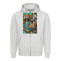 Dove Grey Western Camo Moose Zipper Hoodie - LillyAllenDesigns