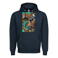Navy Western Camo Moose Zipper Hoodie - LillyAllenDesigns